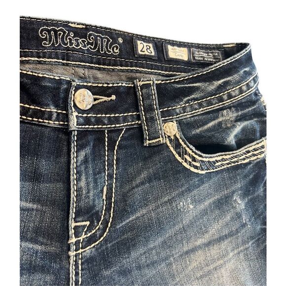MISS ME Rhinestones embroidered capri jeans size 28 - Picture 9 of 10